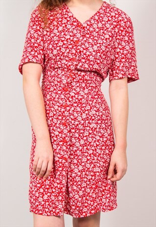 VINTAGE 90'S RED FLORAL DRESS