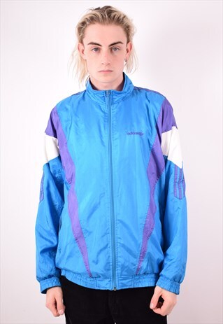 ADIDAS MENS VINTAGE TRACKSUIT TOP JACKET LARGE BLUE 90S