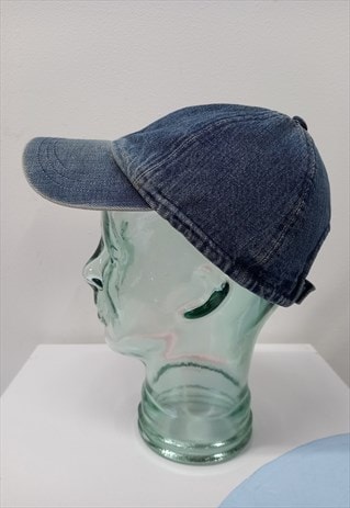 Y2K Burberry Denim Baseball Cap Mid Wash