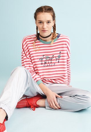 80'S RETRO ATHLEISURE STRIPED NOVELTY SWEATSHIRT JUMPER