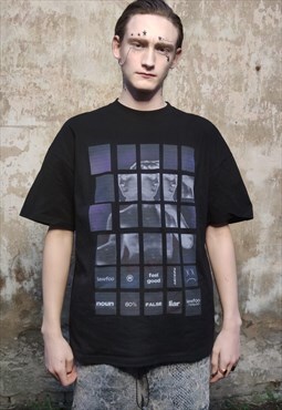 Sculpture print t-shirt retro VCR top grunge punk tee black