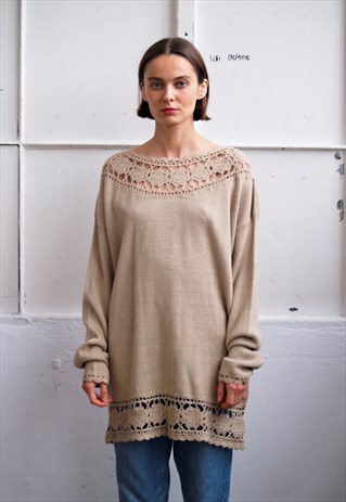 VINTAGE 80' BEAUTIFUL HIGH QUALITY BEIGE JUMPER