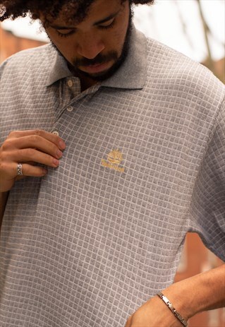 TIMBERLAND 90S WEATHERGEAR EMBROIDERED LOGO POLO SHIRT GREY