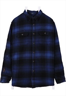 Vintage 90's Dickies Shirt Long Sleeve Button Up Check Navy