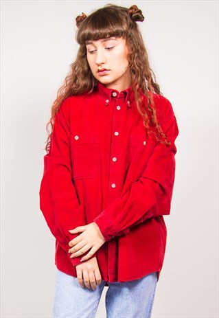 VINTAGE 90'S RED CORD LONG SLEEVE SHIRT