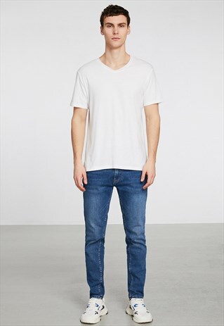 COOPER WHITE COTTON LYCRA BASIC T-SHIRT