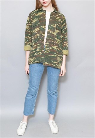 VINTAGE 1990'S BROWN AND GREEN ARMY CAMO SHIRT/JACKET