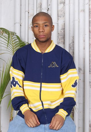 VINTAGE KAPPA BIG LOGO TRACK JACKET BLUE YELLOW