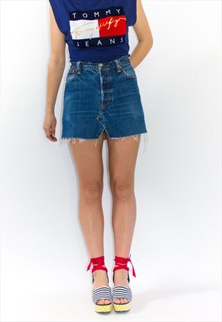 VINTAGE LEVIS REWORKED DENIM MINI SKIRT