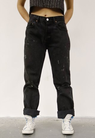 VINTAGE LEVI'S BLACK PAINT MOM JEANS