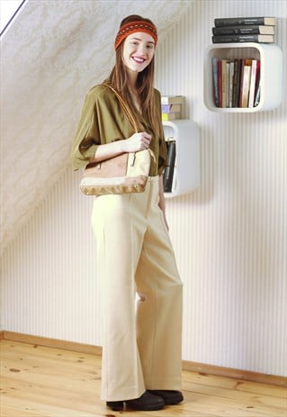 LIGHT YELLOW WIDE FLARE TROUSERS