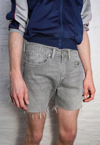 VINTAGE GREY DENIM CROPPED SHORTS