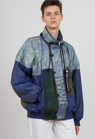 VINTAGE BLUE HIMALAYA WINDBREAKER RAIN JACKET