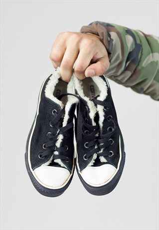 VINTAGE CONVERSE SUEDE FUR-LINED TRAINERS