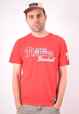 NIKE MENS VINTAGE PHILLIES T-SHIRT TOP MEDIUM RED 90S