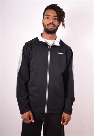 NIKE MENS VINTAGE TRACKSUIT TOP JACKET MEDIUM BLACK 90S
