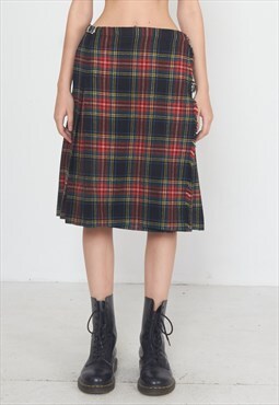  Vintage Checkered Wool Scotland Skirt