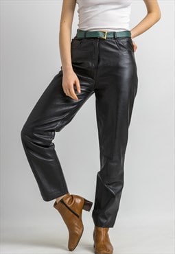 Vintage High Waisted Leather Woman Pants size 36 5963