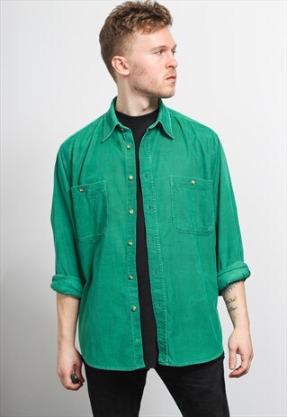 VINTAGE CORDUROY CORD SHIRT GREEN