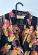 RETRO BLACK FLORAL SUMMER JACKET - LARGE