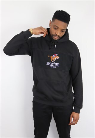 BLACK EMBROIDERED TIGER HOODIE I EMBROIDERED TIGER I