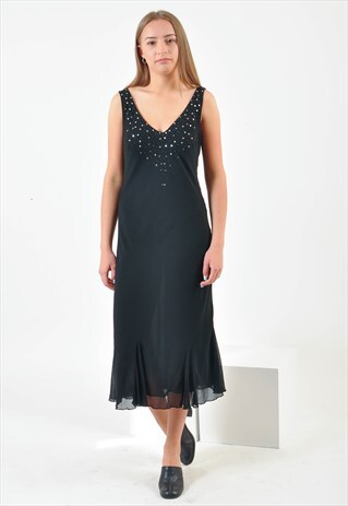 VINTAGE MAXI EVENING DRESS IN BLACK