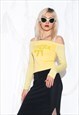 VINTAGE Y2K AMNESIA OFF SHOULDER TOP IN YELLOW