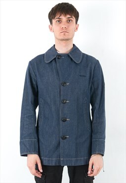 Vintage M Men's Denim Jacket Jean Coat Button Casual Blue