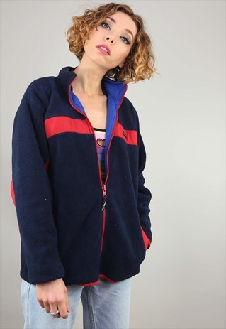 VINTAGE RETRO OVERSIZED ZIP UP FLEECE JACKET