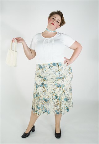 VINTAGE 90S Y2K DITSY FLORAL MIDI SKIRT