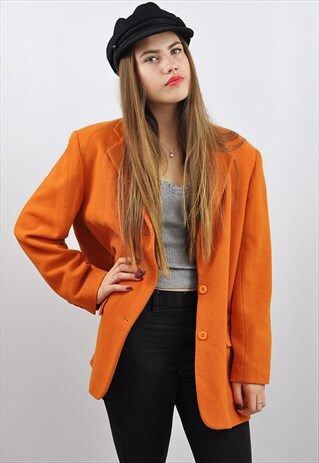 VINTAGE BURNT ORANGE OVERSIZED BOYFRIEND WOOL BLAZER JACKET