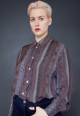 VINTAGE BUTTON UP EARTH TONE SHIRT