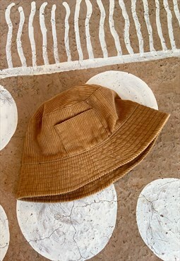 Vintage 90's Brown Cord Bucket Hat - ONE SIZE