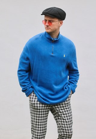 RALPH LAUREN 1/4 ZIP BRANDEIS BLUE SWEATSHIRT