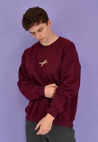 G&G UNISEX BURGUNDY ORIGINAL MULTI LINES SWEAT