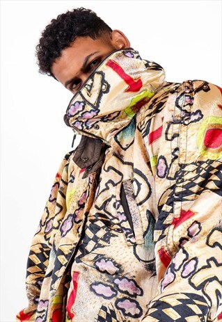 VINTAGE PATTERNED PUFFER JACKET AWJ131