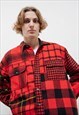 VINTAGE 90S GRUNGE RED PATCHWORK RELAXED BUTTON SHIRT M/L