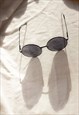 BLACK OVERSIZED ROUND CIRCLE WIRE FRAME SUNGLASSES