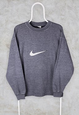 Vintage Grey Nike Sweatshirt Embroidered Centre Swoosh