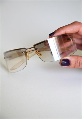 VINTAGE GOLD HALF RIMLESS FRAME, ULTRA LIGHT GREY LENSES