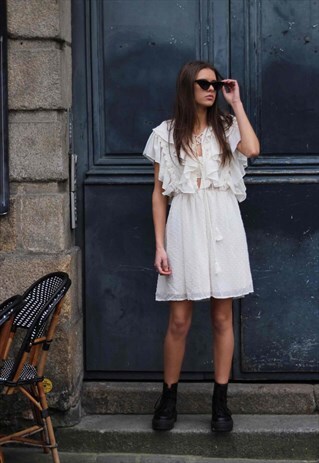 RUFFLES CREAM DRESS