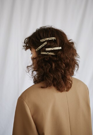 PYTHON PU LEATHER PRINT HAIR CLIP BARRETTE