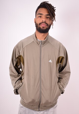 ADIDAS MENS VINTAGE TRACKSUIT TOP JACKET LARGE GREY 90S