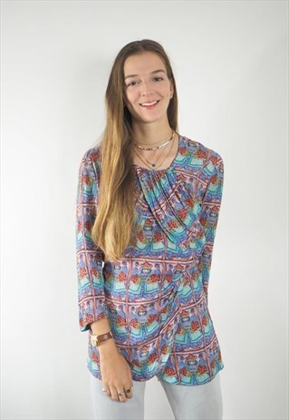 VINTAGE MULTI KINGS PRINT BLOUSE
