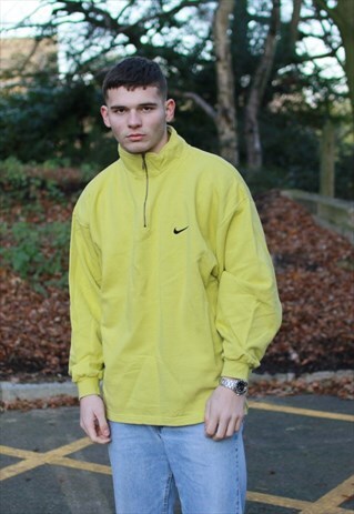VINTAGE YELLOW GREEN NIKE 1/4 ZIP SWEATSHIRT