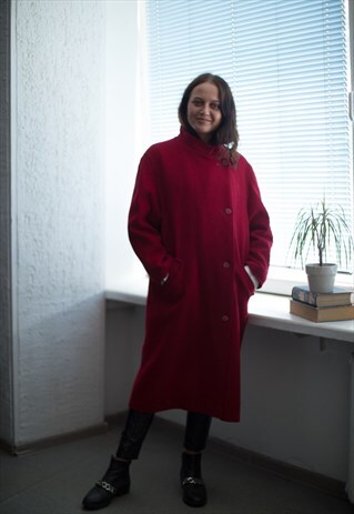 VINTAGE 80'S RED WOOL COAT