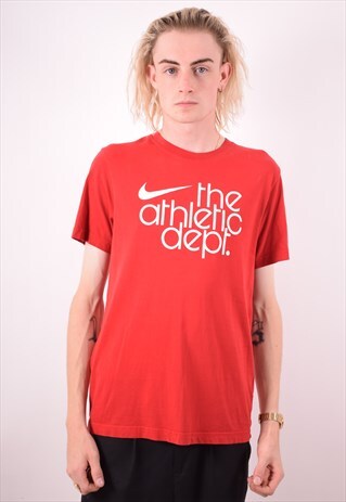 NIKE MENS VINTAGE T-SHIRT TOP MEDIUM RED 90S