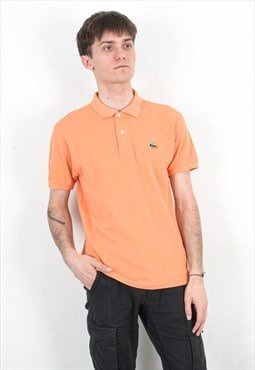 Vintage M Mens Polo Shirt Short Sleeve Retro Orange Cotton