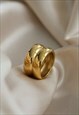  GOLD CHUNKY DOUBLE BARREL DOME STATEMENT RING