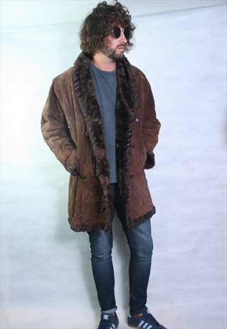 VINTAGE SUEDE SHEEPSKIN SHERLING LINED COAT